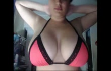 BBW babe with huge melons teasing on camera